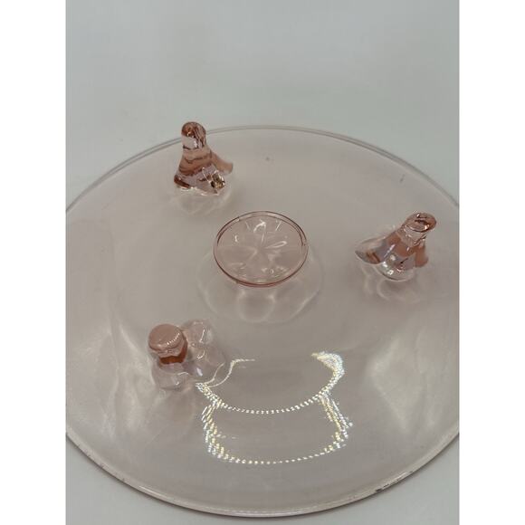 Vintage Lancaster 3 Footed Pink Depression Glass Dessert Plate 1930s 7.5" - Picture 5 of 7